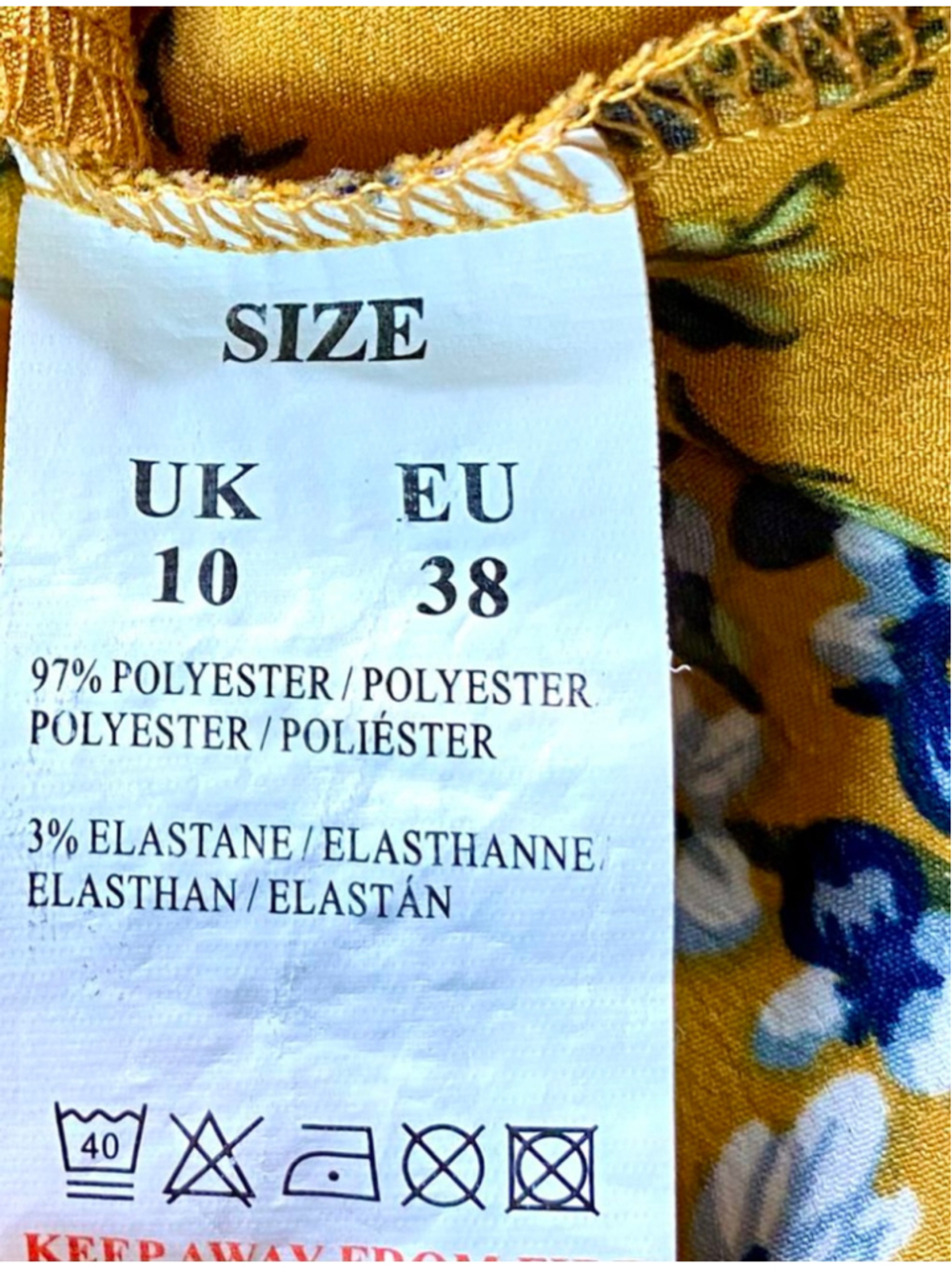 QED London Floral Dress Women UK 10/ US Sm Mustard Fit Flare Pockets Cottagecore - Picture 4 of 8
